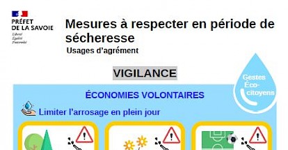 Passage en situation "vigilance" sécheresse de la Savoie